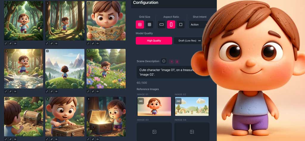 AI-generated storyboard grid - Cartoon